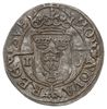 1 öre 1597, Sztokholm; Aw: Stojąca postać króla na wprost, w koronie i zbroi, po bokach skrócona d..