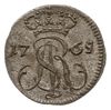 szeląg 1765 REŒ, Gdańsk; mała korona nad monogramem; Plage 484, CNG 430.II; piękny