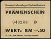 Konzentrationslager Sachsenhausen; bon 0.50 marki; numeracja 946268, u dołu K.L.Sh. 6.43.999 000; ..