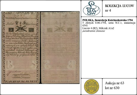 5 złotych 8.06.1794, seria N.C.1, numeracja 6541