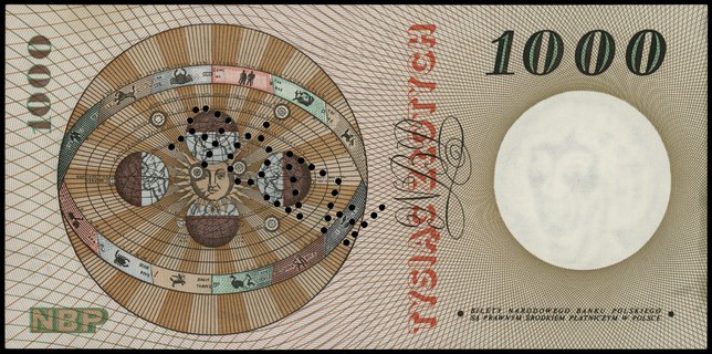 1.000 złotych 29.10.1965, seria S, numeracja 0000137, bez nadruków, perforowany napis WZÓR