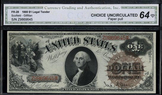 Legal Tender Note; 1 dolar 1880, numeracja Z9869