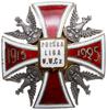 odznaka pamiątkowa Polska Liga Wojennej Walki Czynnej, dwuczęściowa wybita z kontrą, tombak złocon..