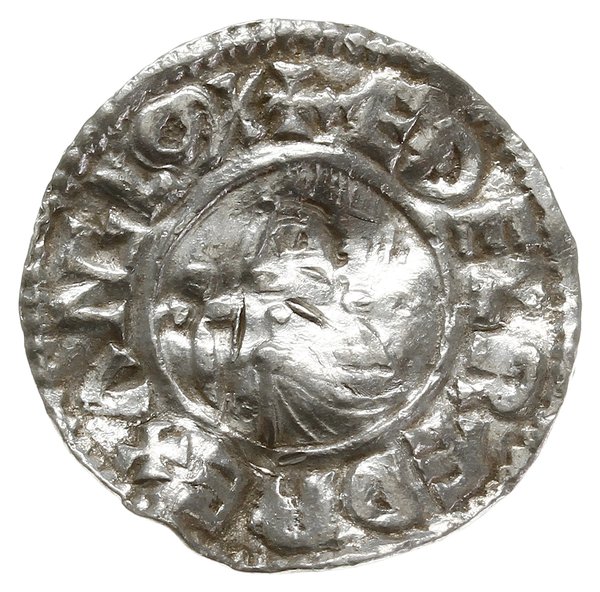 denar typu crux, 991-997, mennica Londyn, mincerz Ælfgar