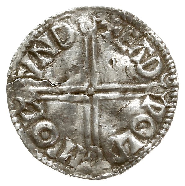 denar typu long cross, 997-1003, mennica Londyn, mincerz Eadwold