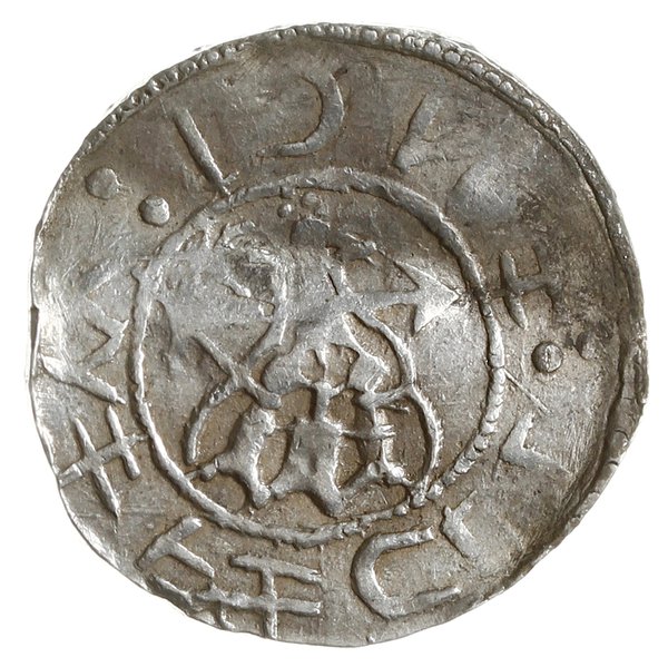 denar nawiązujący stylistycznie do monet bawarskich lub denara Prüm (Dbg 1540)