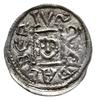 denar z lat 1146-ok.1152; Aw: Książę z mieczem trzymanym poziomo siedzący na tronie na wprost, wst..
