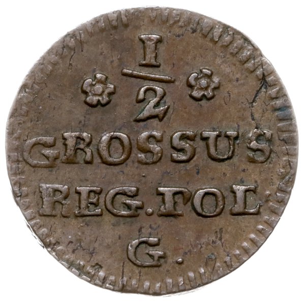 1/2 grosza 1768/G, Kraków; duży monogram; Plage 