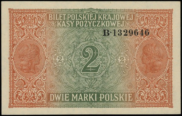 2 marki polskie 9.12.1916, Generał , seria B, numeracja 1329646