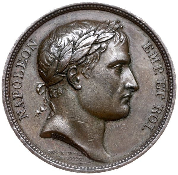 medal z 1807 roku autorstwa Droz’a, Brenet’a i Denon’a wybity z okazji bitew pod Marengo (Piemont) oraz pod Frydlandem (koło Królewca)