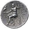 tetradrachma ok. 285-275, mennica Pella?; Aw: Głowa Heraklesa nakryta lwią skórą w prawo; Rw: Zeus..