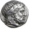 tetradrachma 318-317 pne; Aw: Głowa Zeusa w wieńcu laurowym w prawo; Rw: Młodzieniec trzymający ga..
