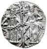 grosz 1331-1371; Aw: Chrystus siedzący na tronie na wprost unoszący dwie dłonie w geście oranta, u..
