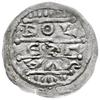 denar z lat 1157-1166; Aw: Cesarz siedzący na tronie na wprost, trzymający lilie w dłoniach, po bo..