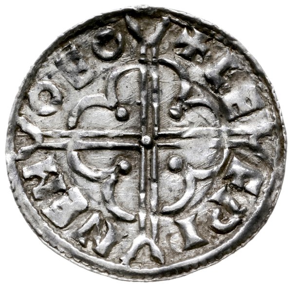 denar typu quatrefoil, 1018-1024, mennica York, mincerz Leofwine