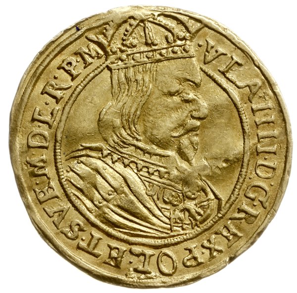 dukat 1635, Toruń; Aw: Małe popiersie króla i na