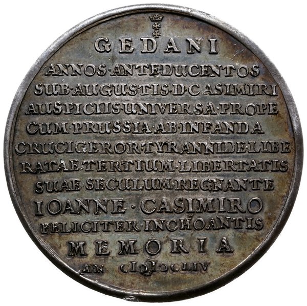 medal z 1654 roku, autorstwa Jana Höhna, wybity na pamiątkę dwusetnej rocznicy przyłączenia Prus Królewskich do Polski