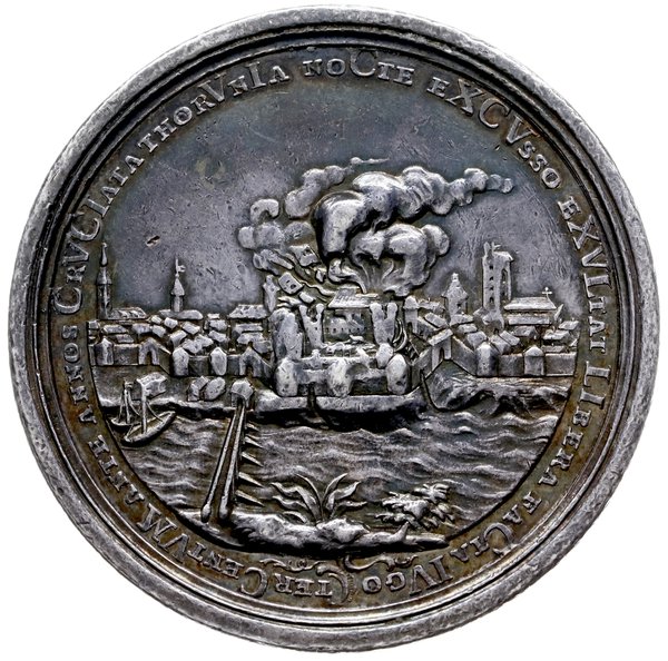 medal z 1754 roku wybity z okazji 300. rocznicy powrotu Torunia wraz z Prusami Królewskimi do Polski