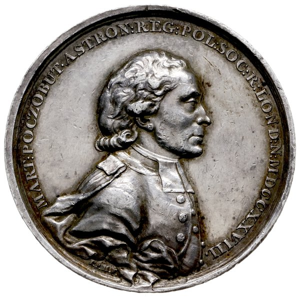 medal z 1778 r. autorstwa Jana Filipa Holzaeussera poświęcony Marcinowi Poczobutowi