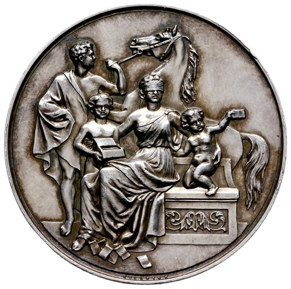 medal z 2. połowy XIX wieku autorstwa E. Weiganda (aw.) i F. W. Kullricha (rw.), wybity z okazji loterii targu końskiego w Szczecinie