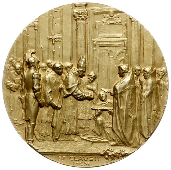 medal z 1900 r. autorstwa Johnsona, wybity z okazji zamknięcia Świętej Bramy (Porta Santa) w Bazylice św. Piotra