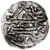 denar 985-995, mincerz Hrothi; Hahn 78a4 var; srebro 20 mm, 1.03 g, gięty, resztki grynszpanu