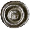 brakteat szeroki, 2. poł. XIII w.; Hełm rycerski w lewo, w koronie; Fbg 594-595; 25 mm, 0.52 g, pa..