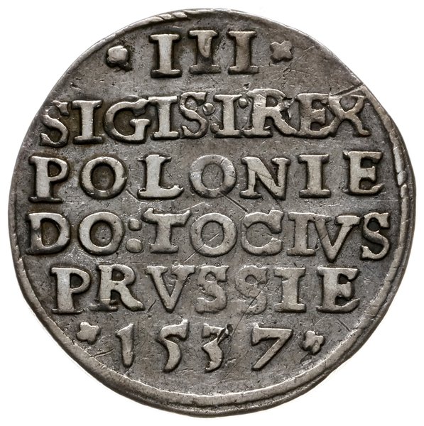 trojak 1537, Elbląg; końcówka napisu ELBINK, lit