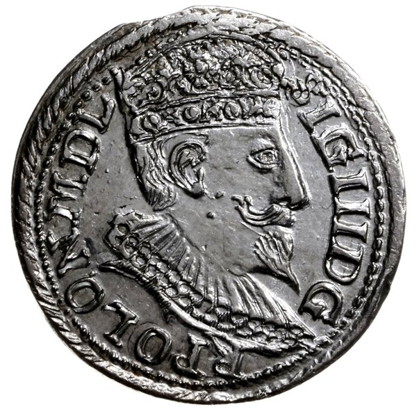 trojak 1598, Olkusz; głowa króla z krótką brodą 