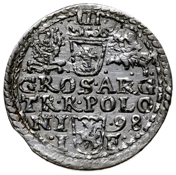 trojak 1598, Olkusz; głowa króla z krótką brodą 