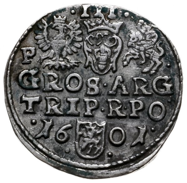 trojak 1601, Poznań; litera P przy Orle; Iger P.