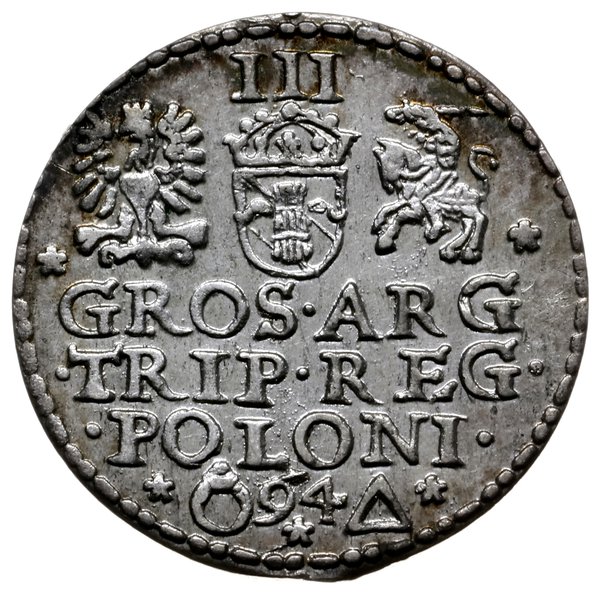 trojak 1594, Malbork; skrócona data u dołu międz