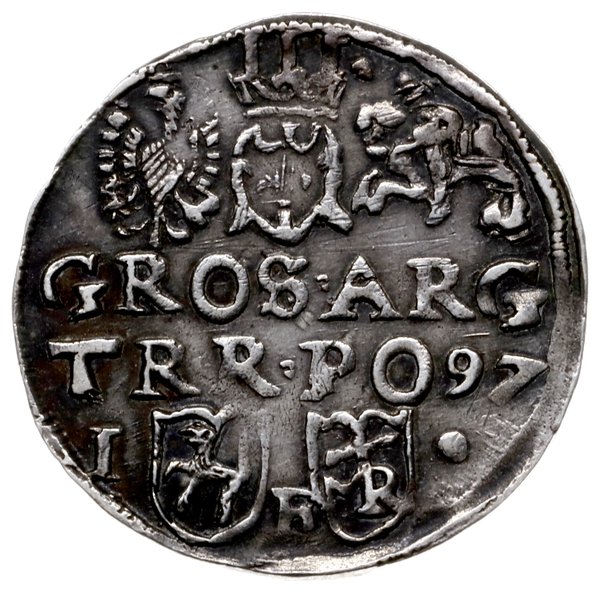 trojak 1597, Lublin; I-F, herb Lewart i monogram