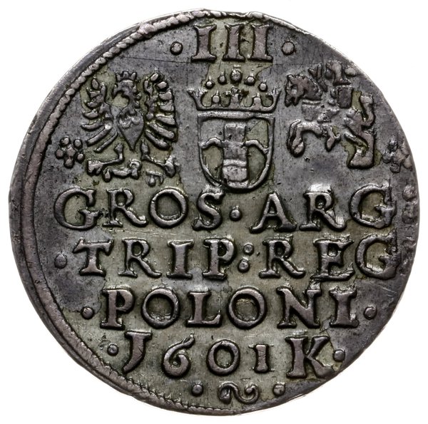 trojak 1601, Kraków; popiersie króla w lewo; Ige