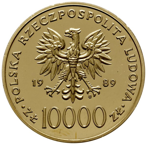 10.000 złotych 1989, Warszawa, Jan Paweł II /popiersie w lewo na tle kratki/