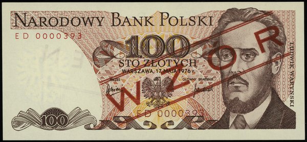 100 złotych 17.05.1976, seria ED, numeracja 0000