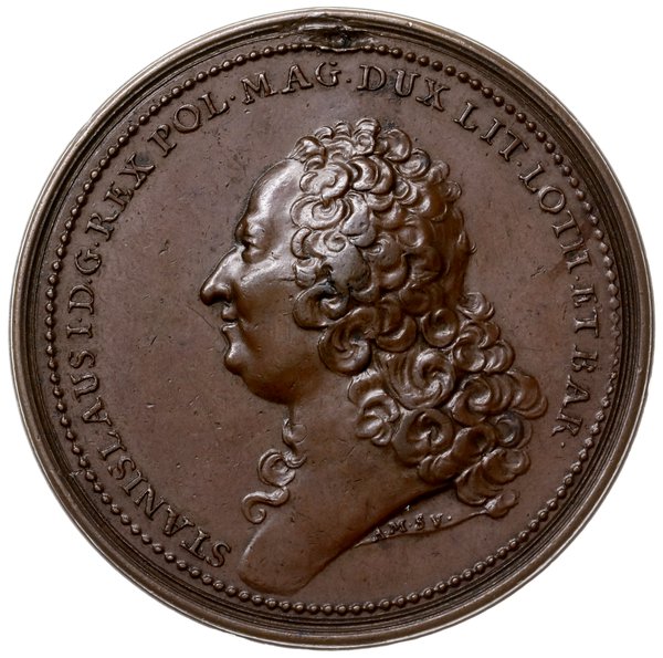 XIX-wieczna odbitka medalu autorstwa Anny Marii Saint Urbain, ofiarowanego przez miasto Nancy  Stanisławowi Leszczyńskiemu i Ludwikowi XV z okazji wzniesienia w 1755 r. pomnika króla Francji