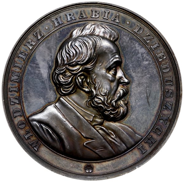 medal z 1877 r. autorstwa Karola Radnitzky’ego wybity na pamiątkę Wystawy Rolniczej i Przemysłowej  we Lwowie