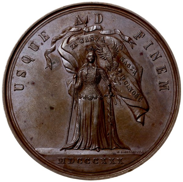 medal z 1880 r. autorstwa W. A. Malinowskiego wybity z okazji 50. rocznicy powstania listopadowego