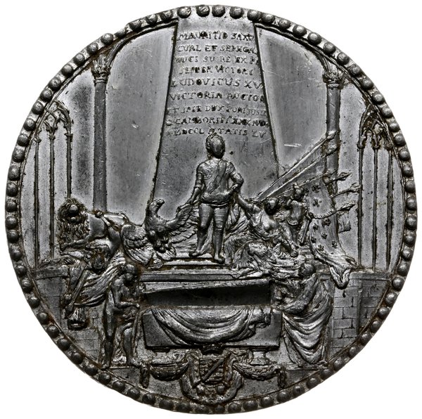 medal z 1750 r. sygnowany DE KAM FE wybity we Francji