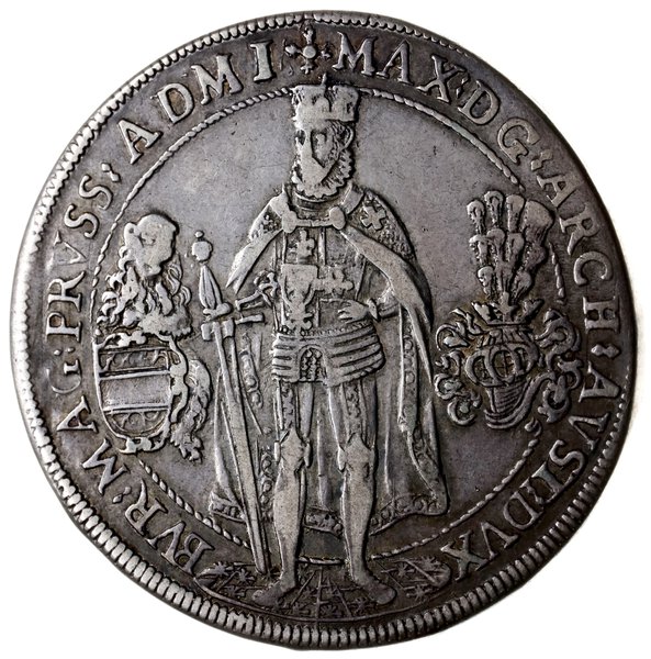 talar 1603, Hall, Aw: Stojący Wielki Mistrz i napis wokoło, Rw: Rycerz na koniu, wokoło zakonne  tarcze herbowe