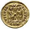 solidus 380-382, Mediolan; Aw: Popiersie cesarza w prawo, D N GRATIANVS P F AVG; Rw: Dwóch cesarzy..