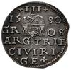 trojak 1590, Ryga; rzadki typ monety z dużą głową króla; Iger R.90.2.c (R2), K.-G. 12; krążek wyci..