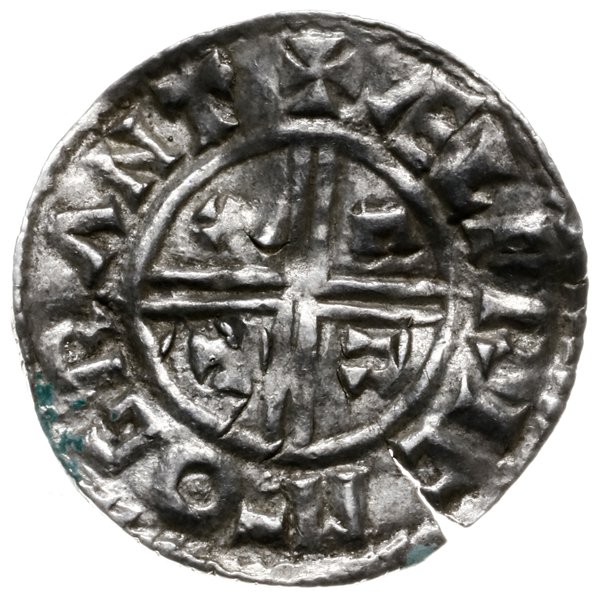 denar typu crux, 991-997, mennica Cambridge, mincerz Aelfric
