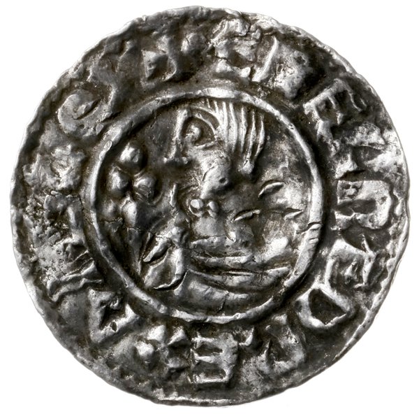 denar typu crux, 991-997, mennica Southwark, mincerz Boga