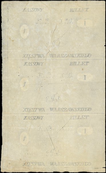 papier ze znakami wodnymi do druku 3 x 1 talar Księstwa Warszawskiego