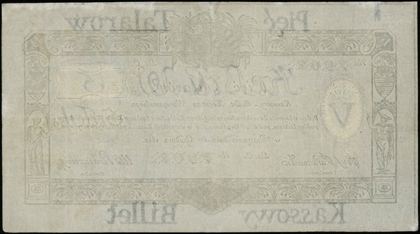 5 talarów 1.12.1810, podpis komisarza: Józef Jar