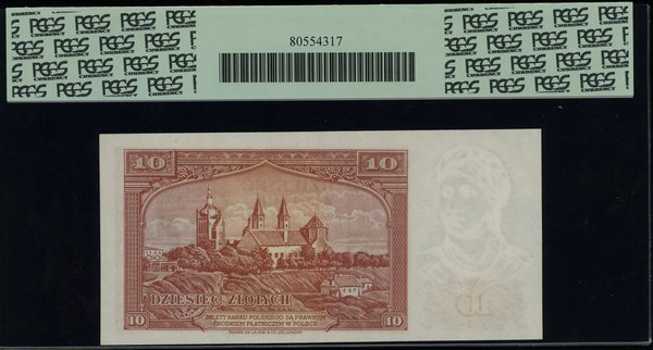 10 złotych 15.08.1939, seria E, numeracja 172090