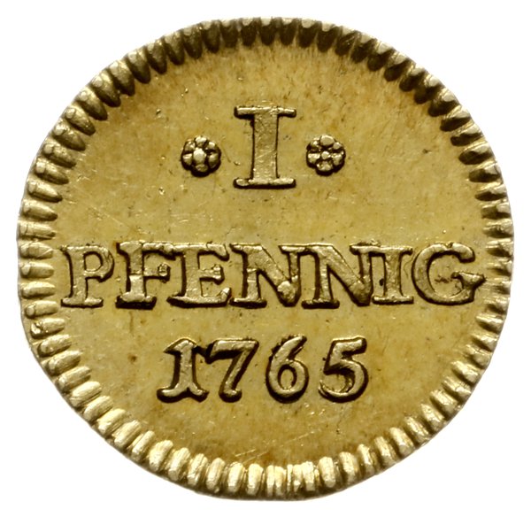 ćwierć dukat - odbitka 1 fenig w złocie 1765 C, Drezno