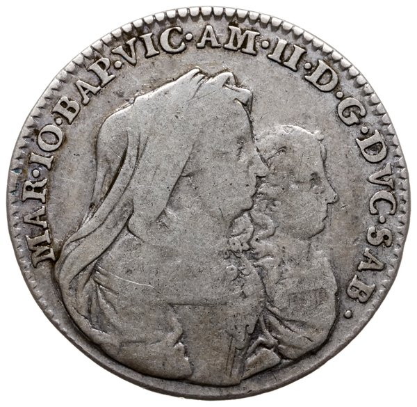1 lira (20 soldi) 1676, Turyn; srebro 5.94 g, rz
